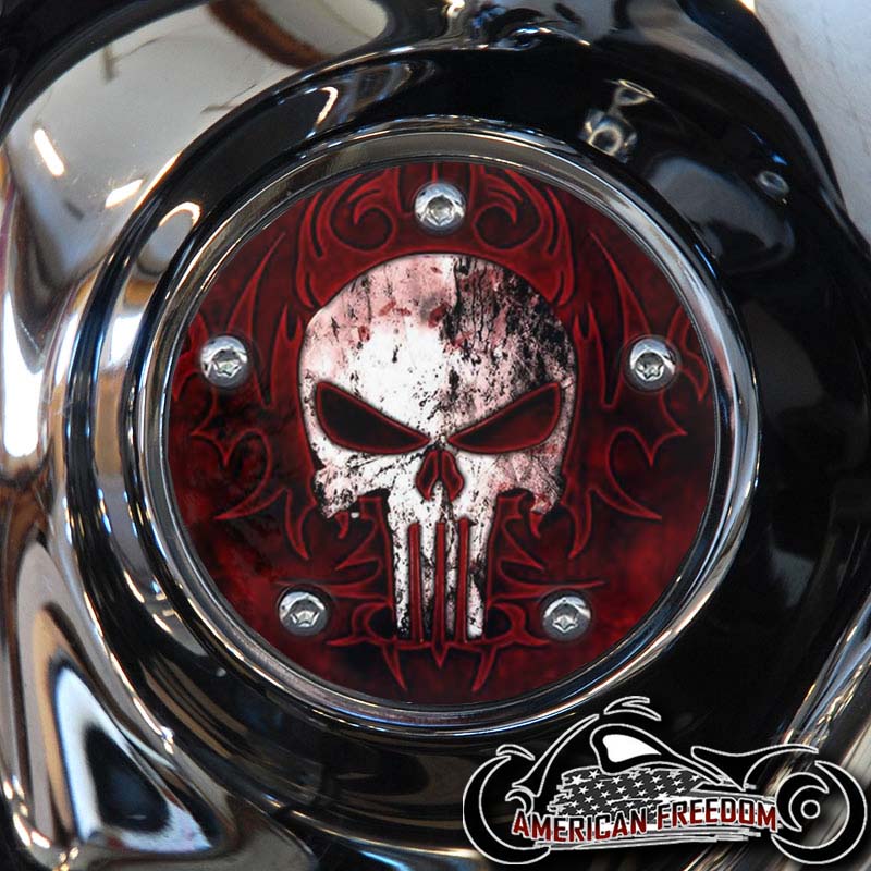 Custom Timing Cover - Punisher Red Tribal Background